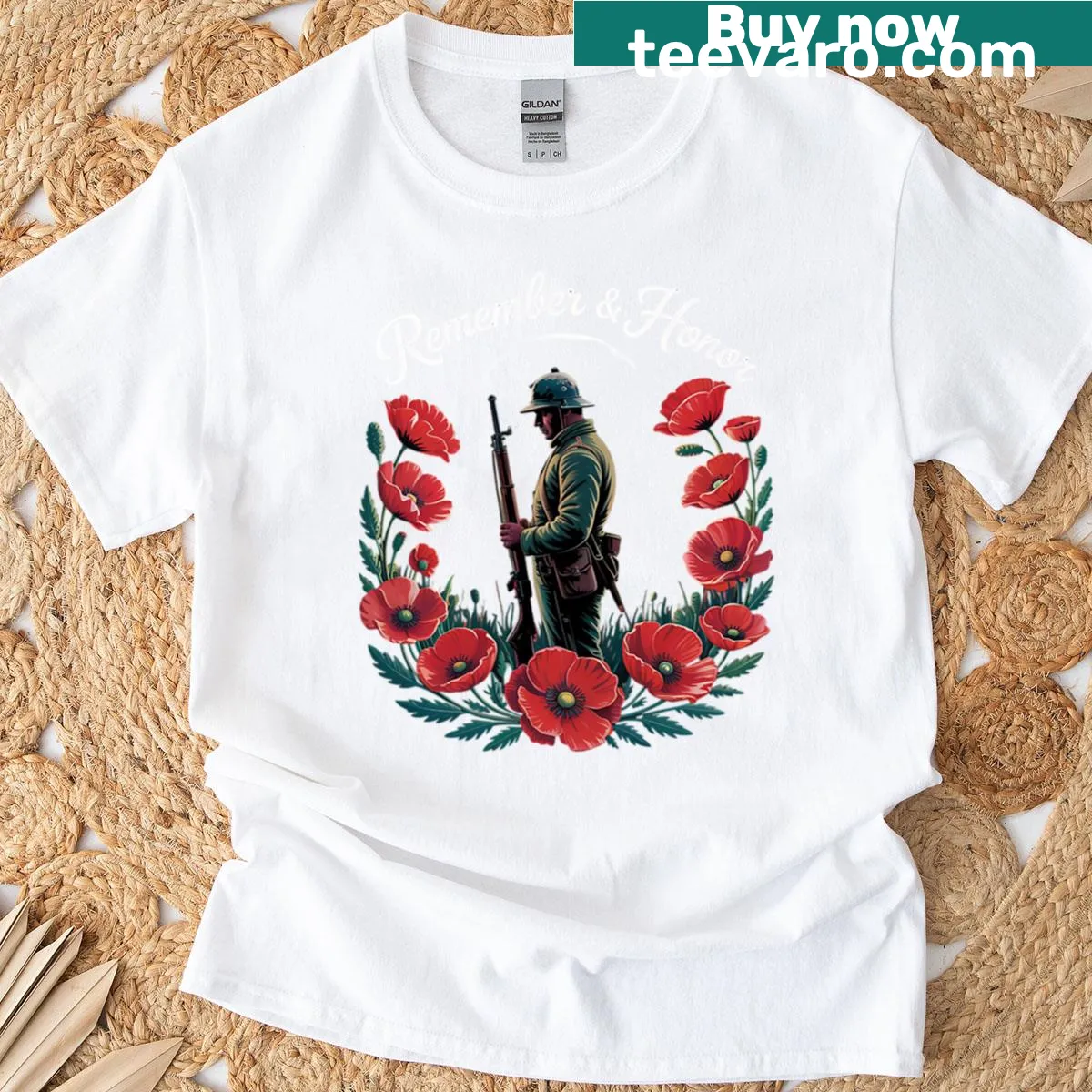 Tribute shirt for Veterans Day and Memorial Day with heartfelt text — on a men's t-shirt