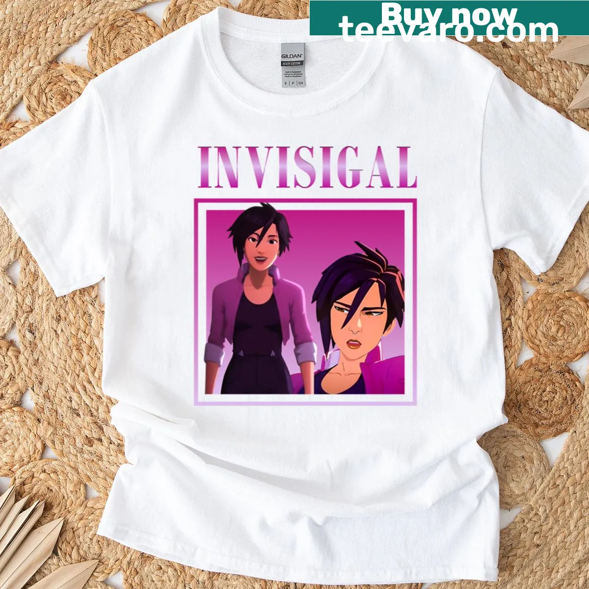 Vintage-inspired Invisigal Dispatch game design on a T-shirt — on a men's t-shirt
