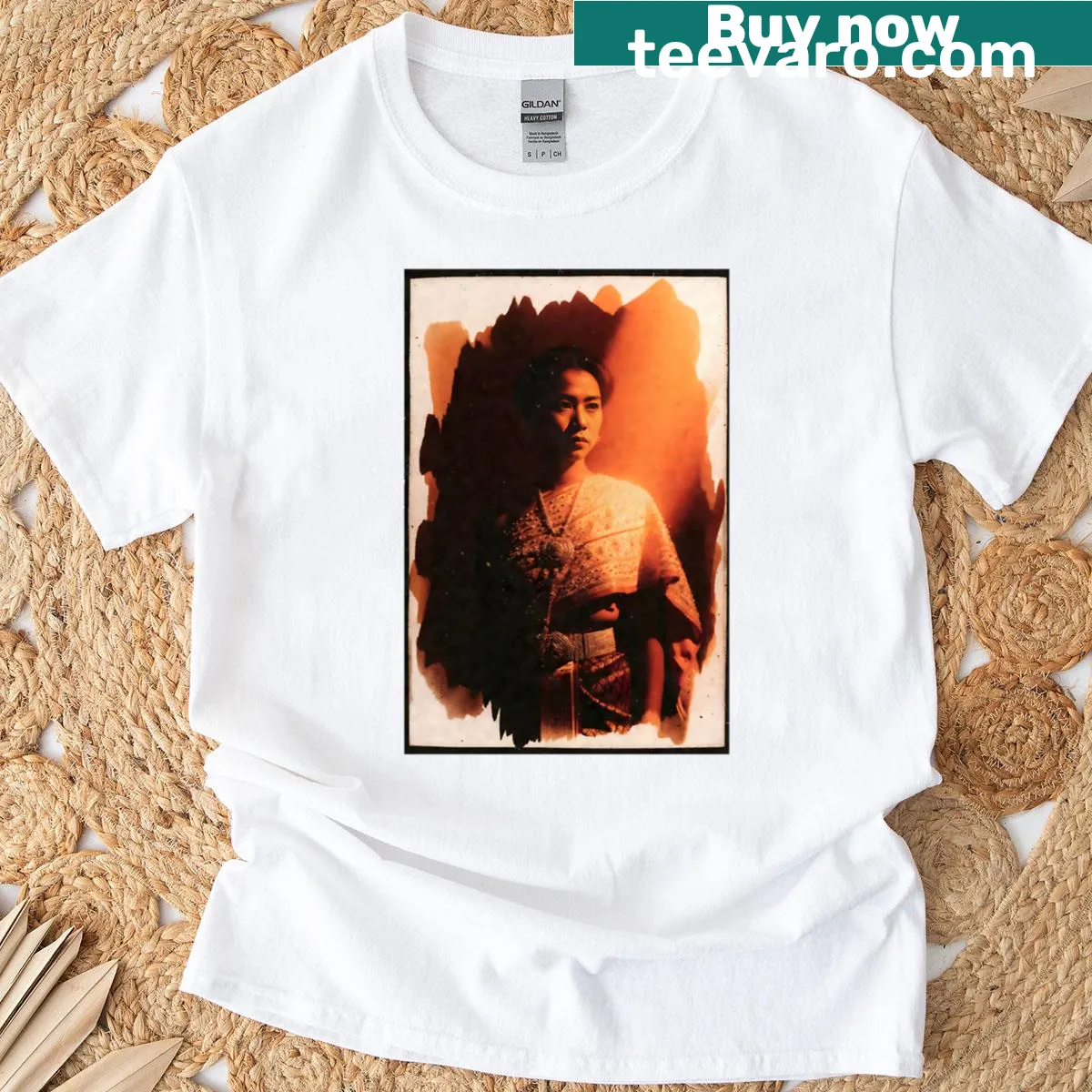 Vintage portrait of a woman in Thai dress on a t-shirt — on a men's t-shirt
