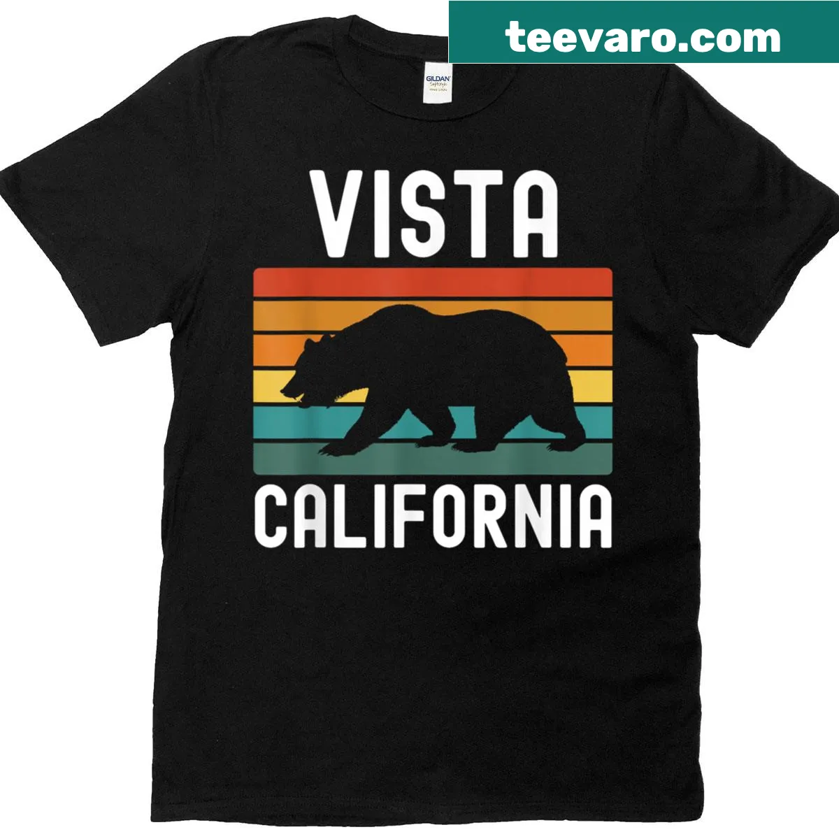 Vintage bear graphic T-shirt featuring California's coast and area code 760 — on a men's t-shirt
