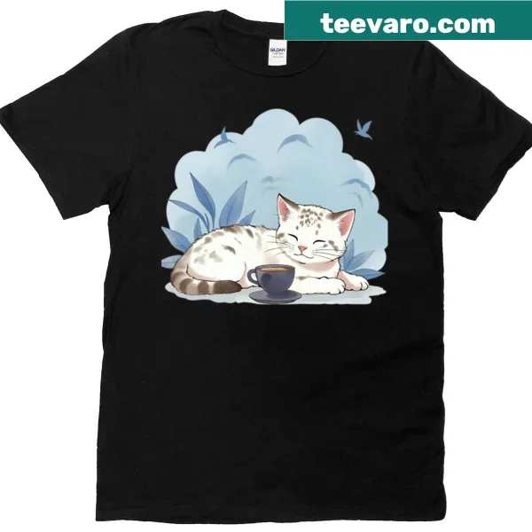 Watercolor cat-themed t-shirt focusing on dreams and naps