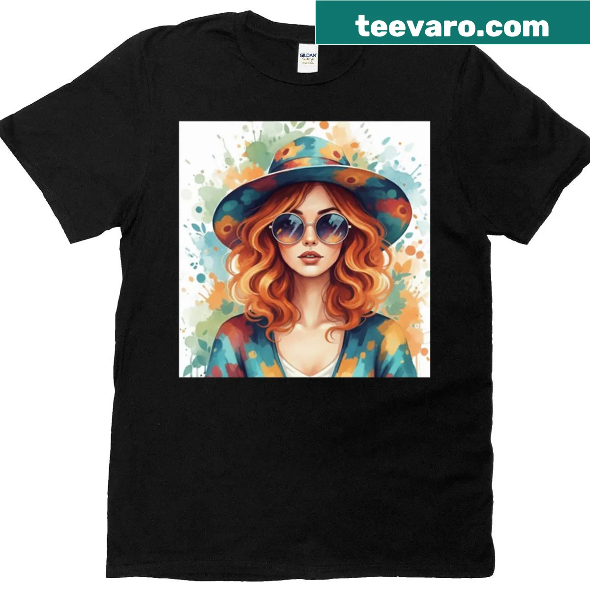 Watercolor design showing landscapes with 'Wanderlust' text — on a men's t-shirt