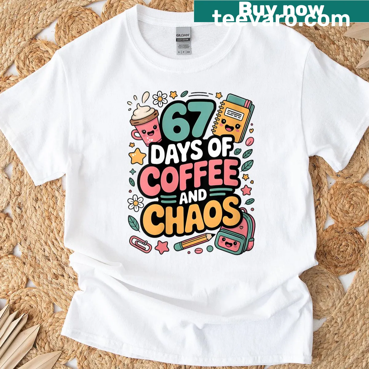 Funny coffee and chaos meme t-shirt for women — on a men's t-shirt