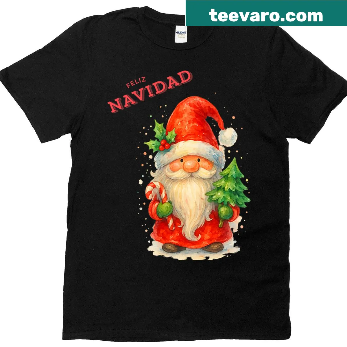 Festive T-shirt with gnome design for Christmas — on a men's t-shirt