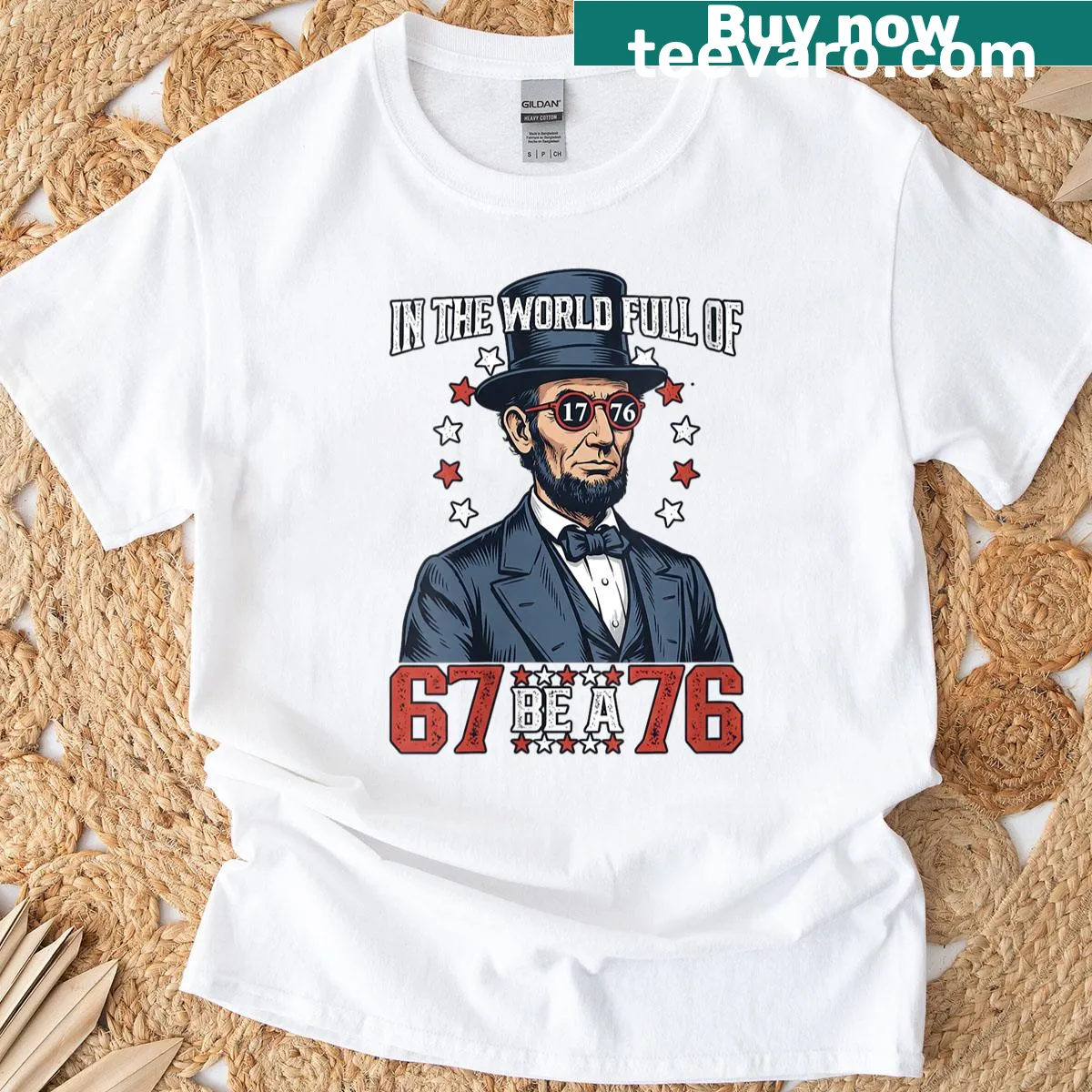 Meme-inspired typography T-shirt featuring Abraham Lincoln reference — on a men's t-shirt