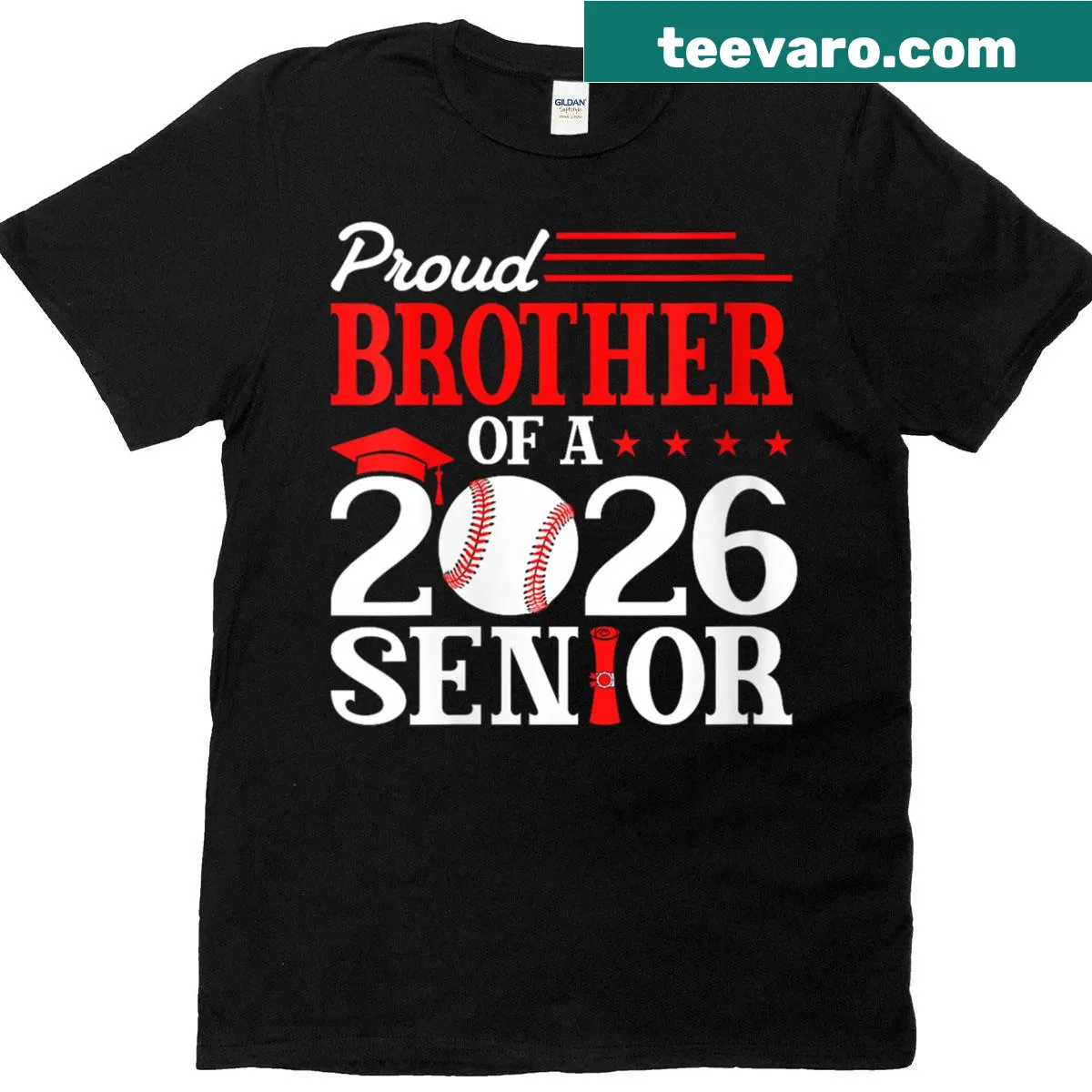 Proud sister T-shirt for 2026 senior baseball graduates — on a men's t-shirt
