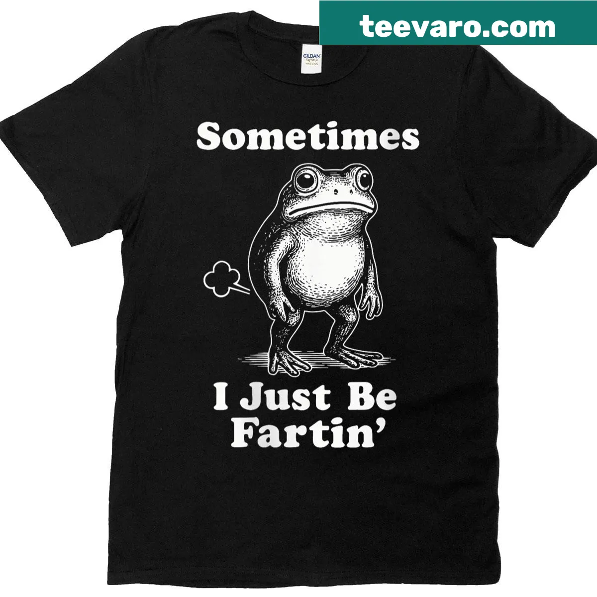 Funny farting frog graphic on a casual t-shirt — on a men's t-shirt