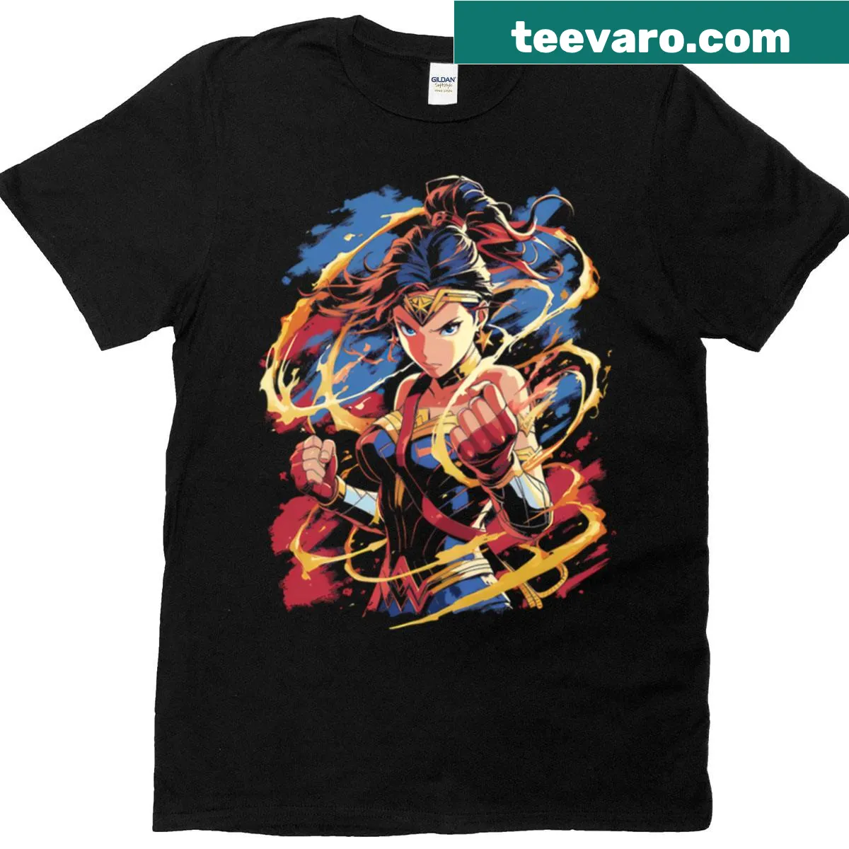 Iconic Wonder Woman T-shirt with powerful graphic — on a men's t-shirt