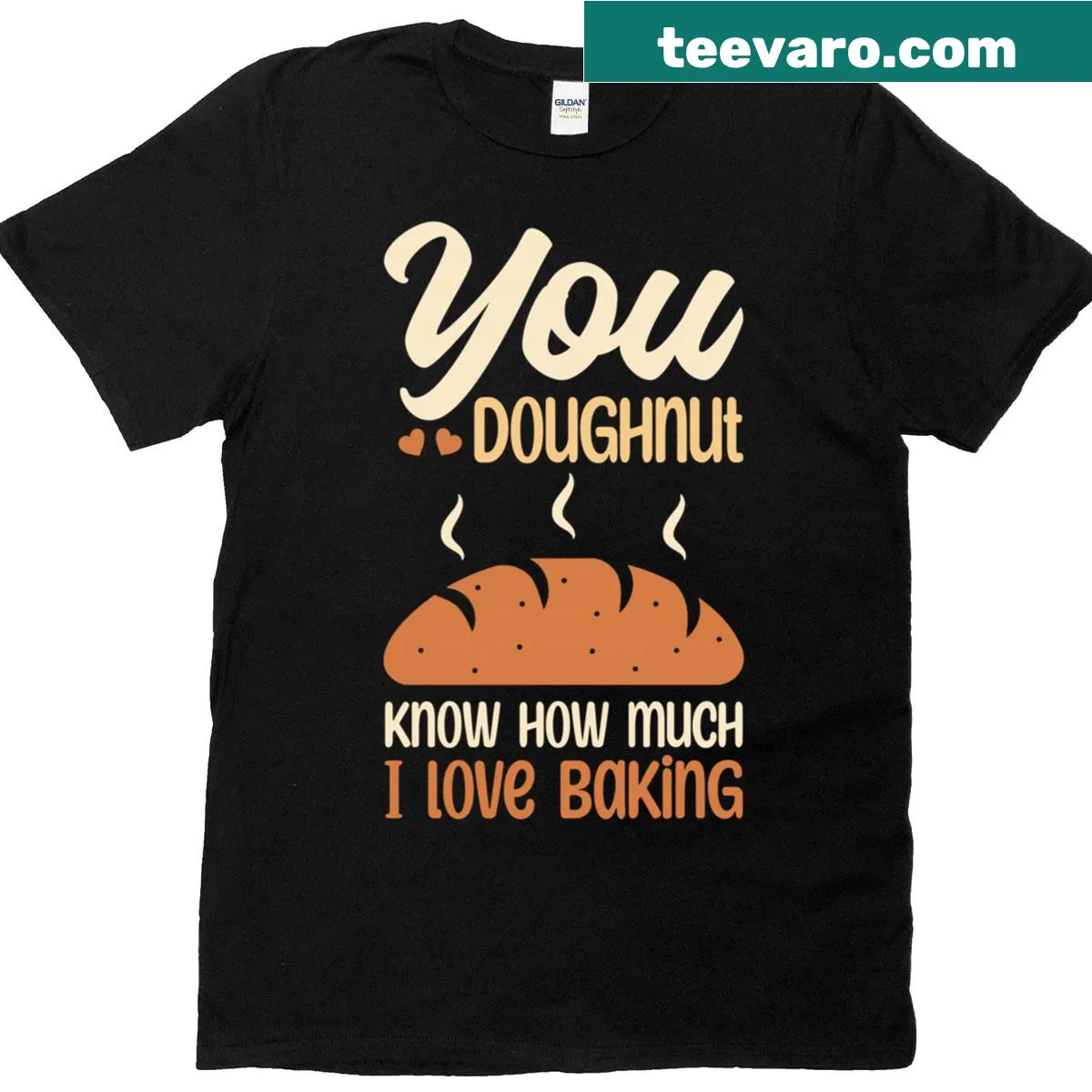 Text and graphic celebrating baking with doughnut imagery. — on a men's t-shirt