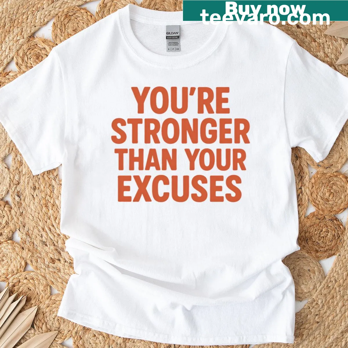 Motivational quote t-shirt with 'You’re Stronger Than Your Excuses' — on a men's t-shirt