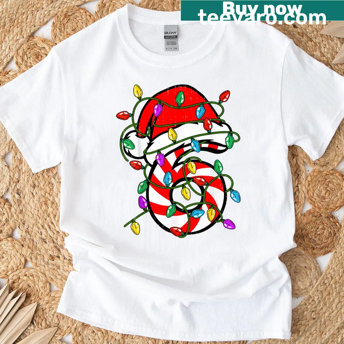 Funny Christmas couple t-shirts featuring the 67 meme — on a men's t-shirt