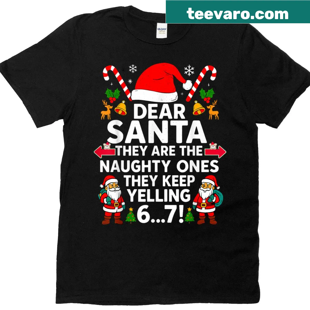 Funny Christmas T-shirt with Santa's Naughty List for kids — on a men's t-shirt