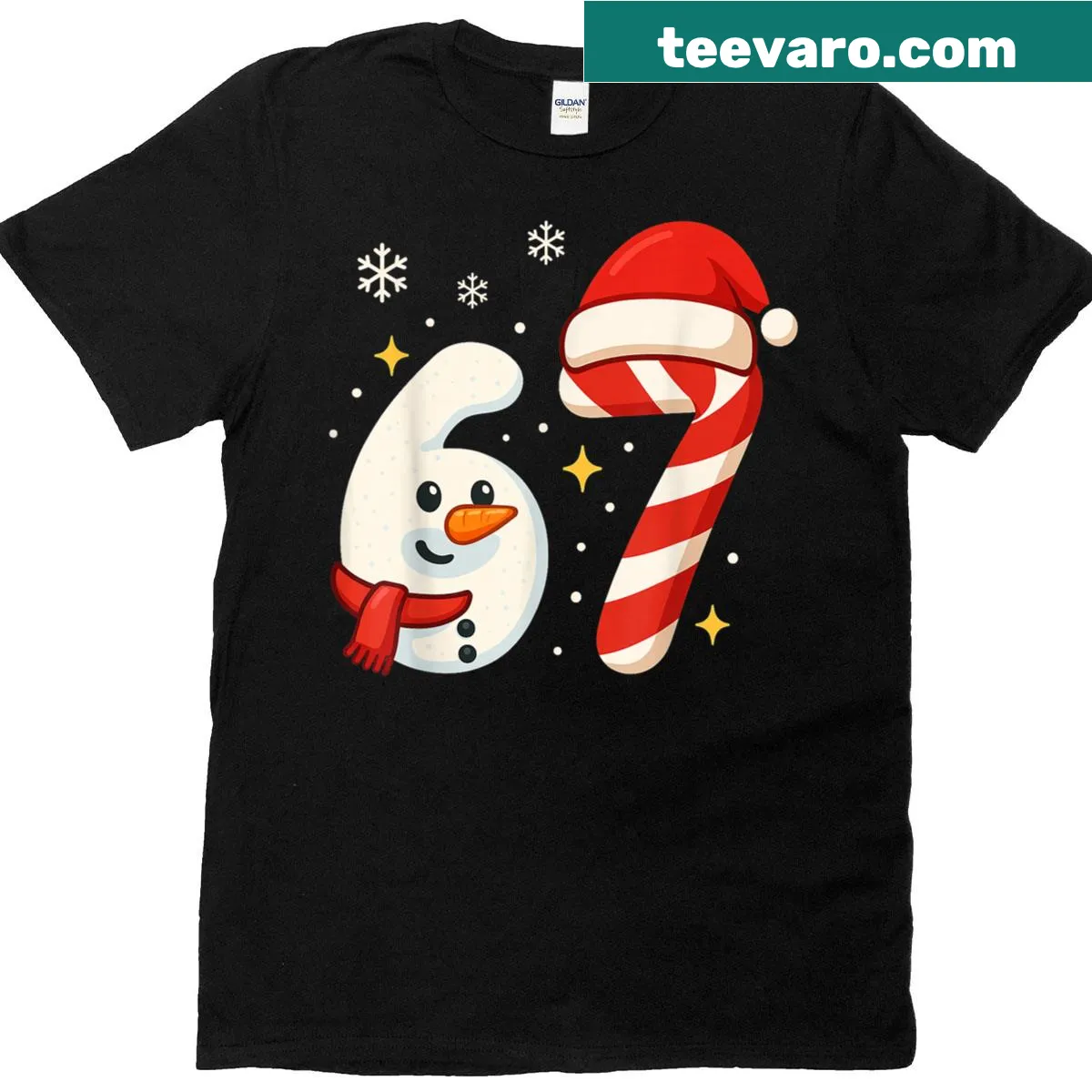 Cute cartoon snowman graphic on kids' Christmas T-shirt — on a men's t-shirt