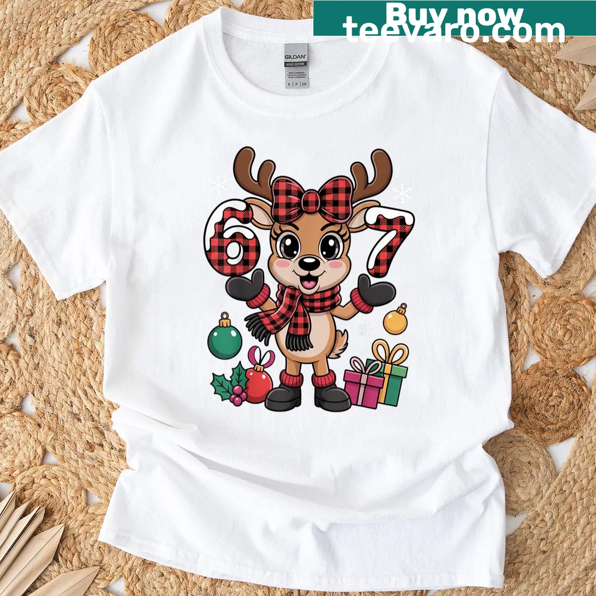 Funny Christmas T-shirt with reindeer and meme design — on a men's t-shirt