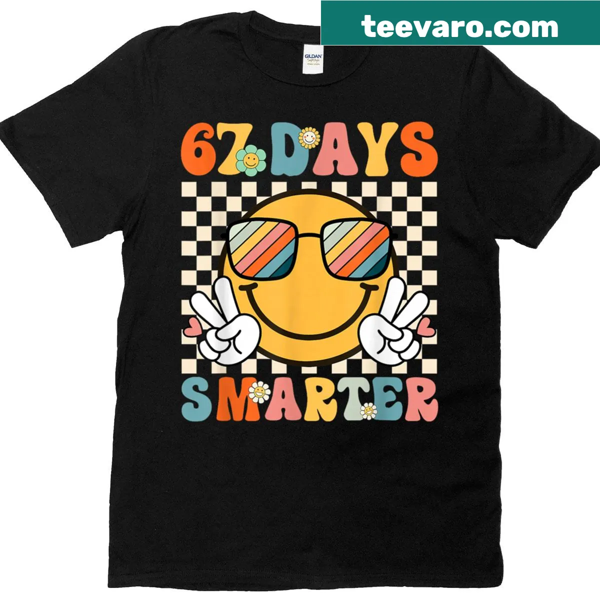 T-shirt celebrating the 67th day of school with motivational text — on a men's t-shirt