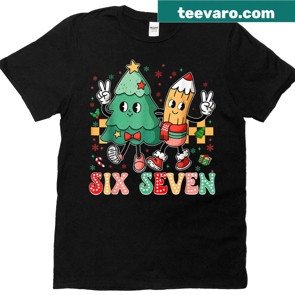 Funny teacher-themed Christmas T-shirt with meme graphic — on a men's t-shirt