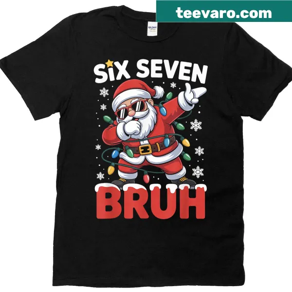 Dabbing Santa graphic with the word 'Bruh' on a Christmas t-shirt