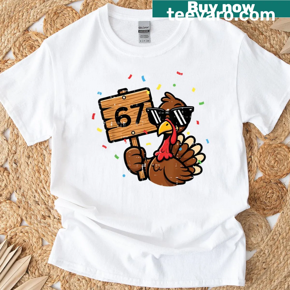 Funny Thanksgiving t-shirt with meme turkey design for kids — on a men's t-shirt