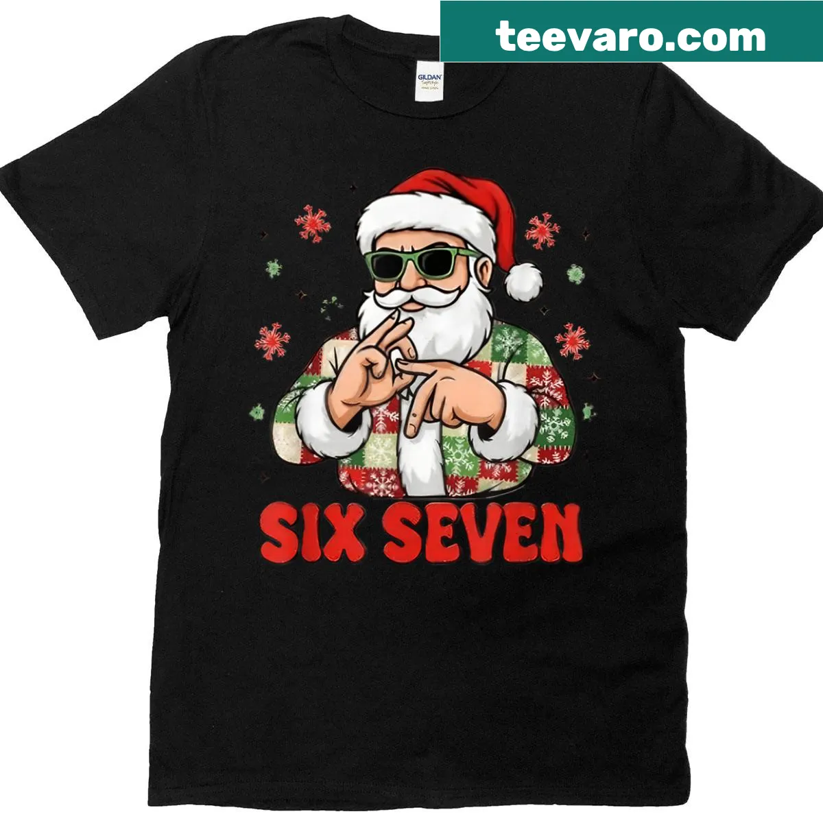 Funny Christmas shirt with '67 Six Seven Burh' text — on a men's t-shirt