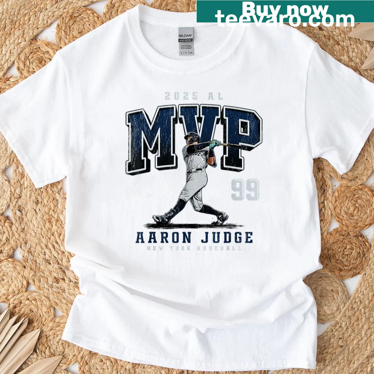 Aaron Judge 2025 AL MVP T-shirt featuring bold typography — on a men's t-shirt
