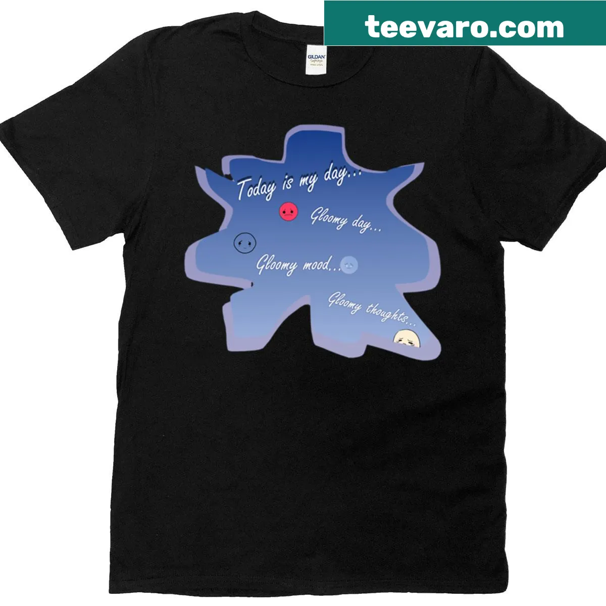 Abstract figure graphic on a playful typography T-shirt — on a men's t-shirt