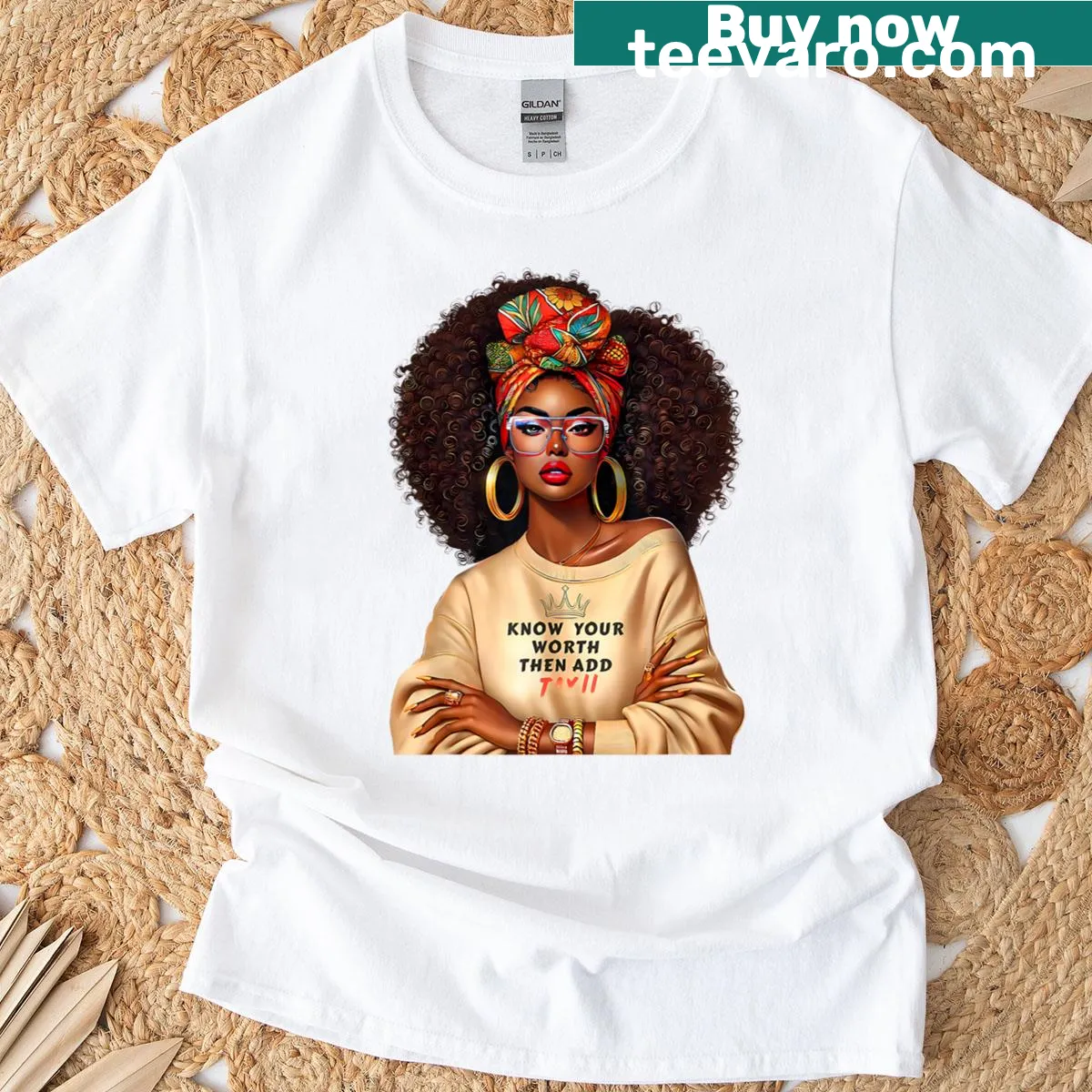 T-shirt with 'Afro Queen' celebrating black heritage and pride — on a men's t-shirt