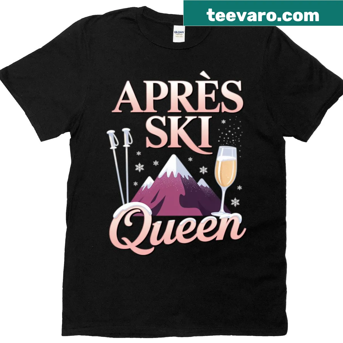 Cartoon skiing queen design on a winter sports T-shirt — on a men's t-shirt