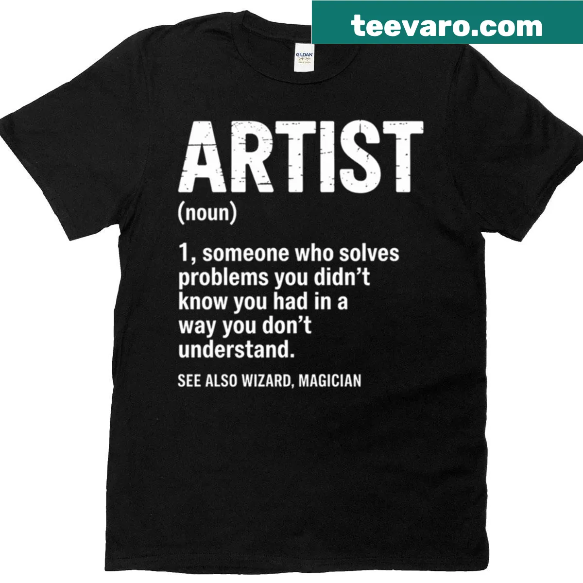 Definition of art teacher in a stylish typography design — on a men's t-shirt