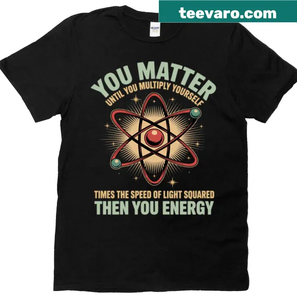 Science pun t-shirt with atom graphic and positive message