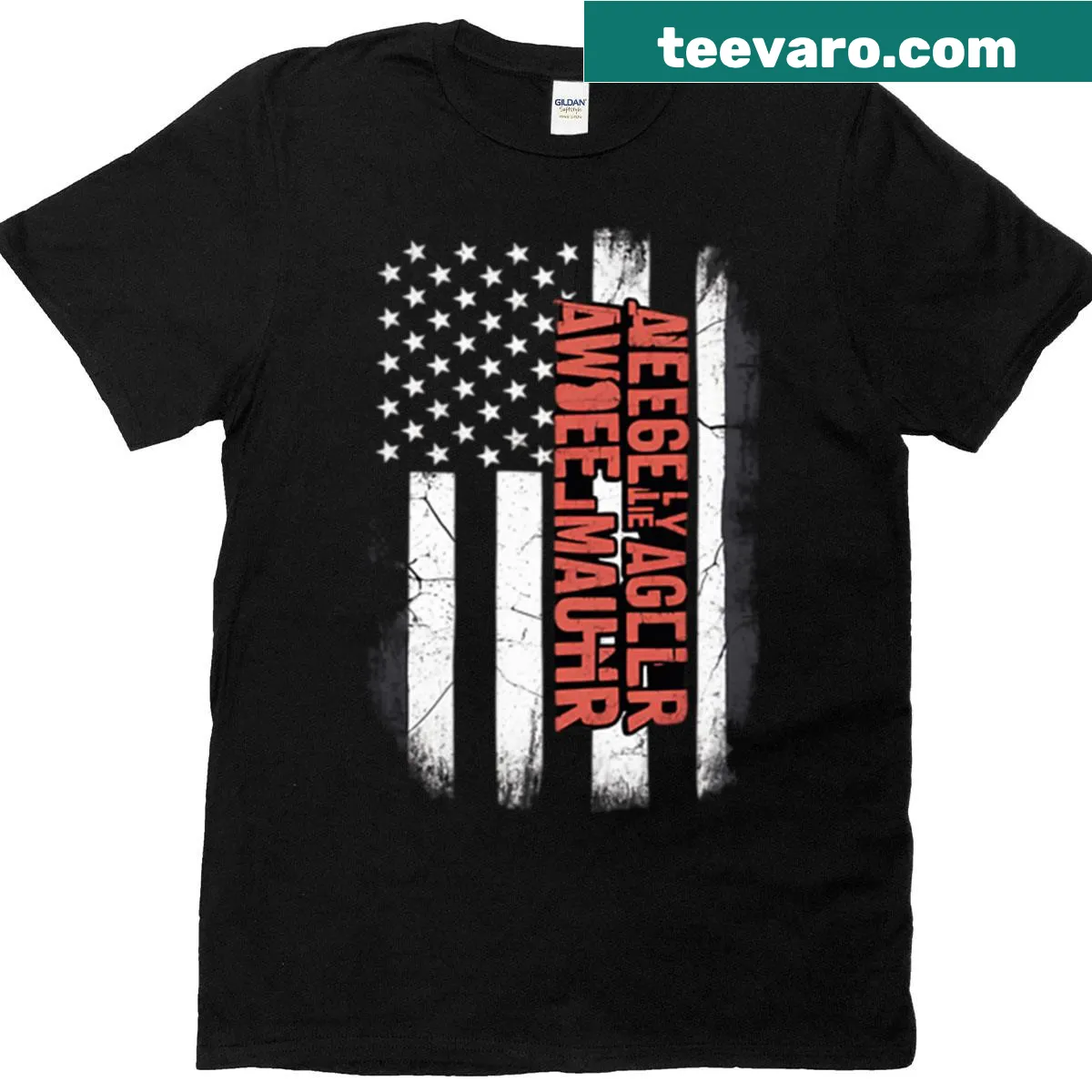 Patriotic t-shirt for dads with 'Awesome Like My Daughter' and American flag — on a men's t-shirt