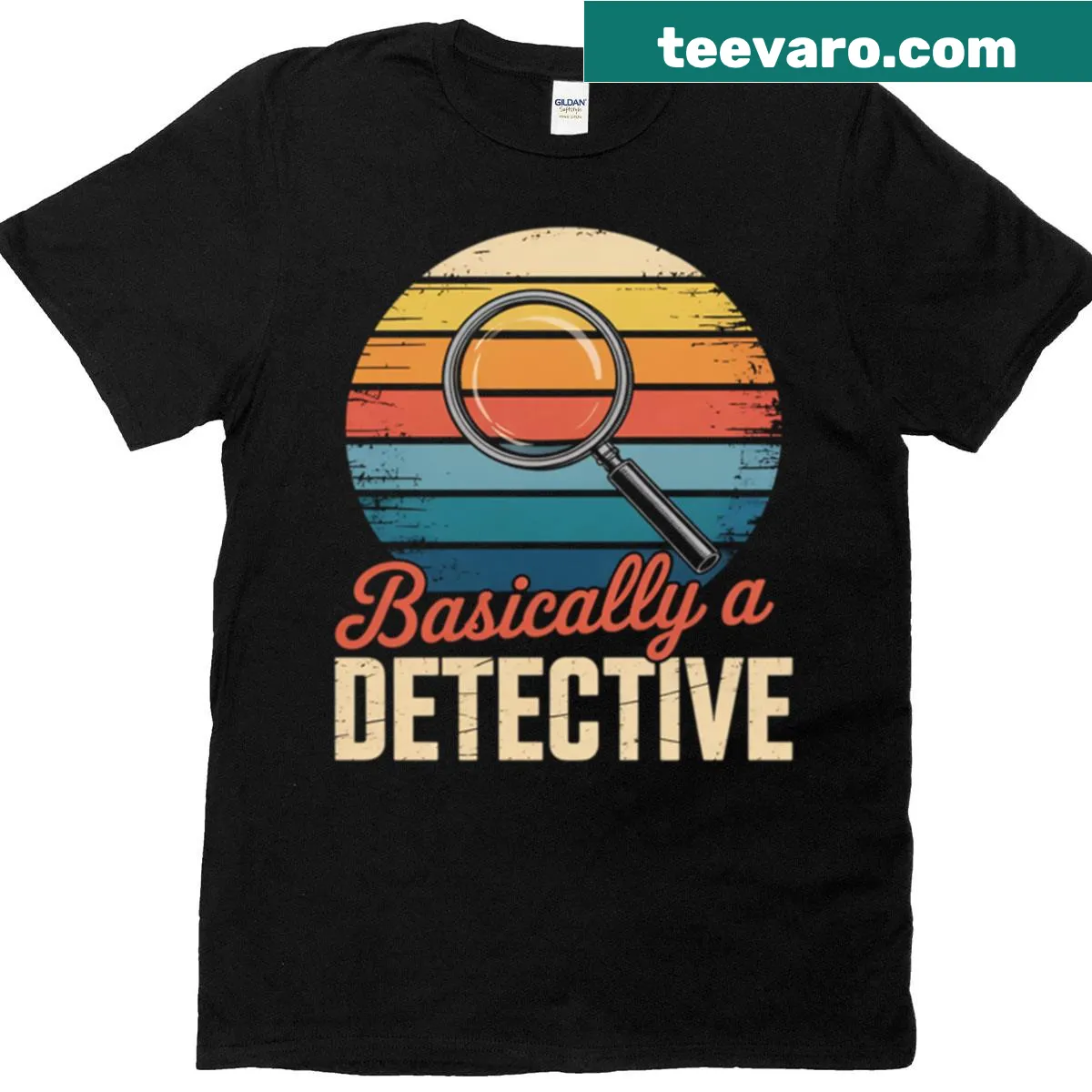 Playful T-shirt stating 'Basically a detective' — on a men's t-shirt