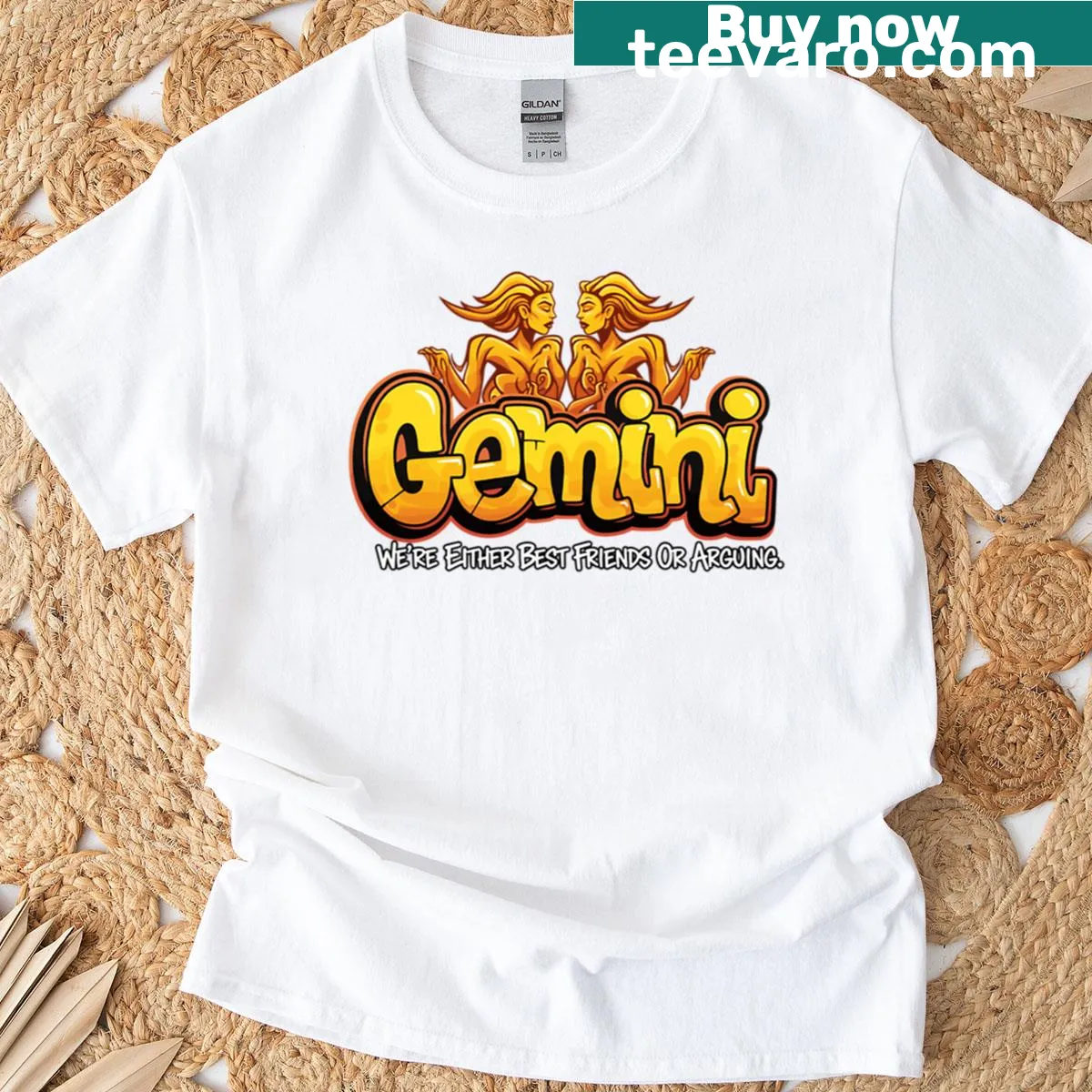 T-shirt with 'Best Friends Or Arguing Gemini' graphic — on a men's t-shirt