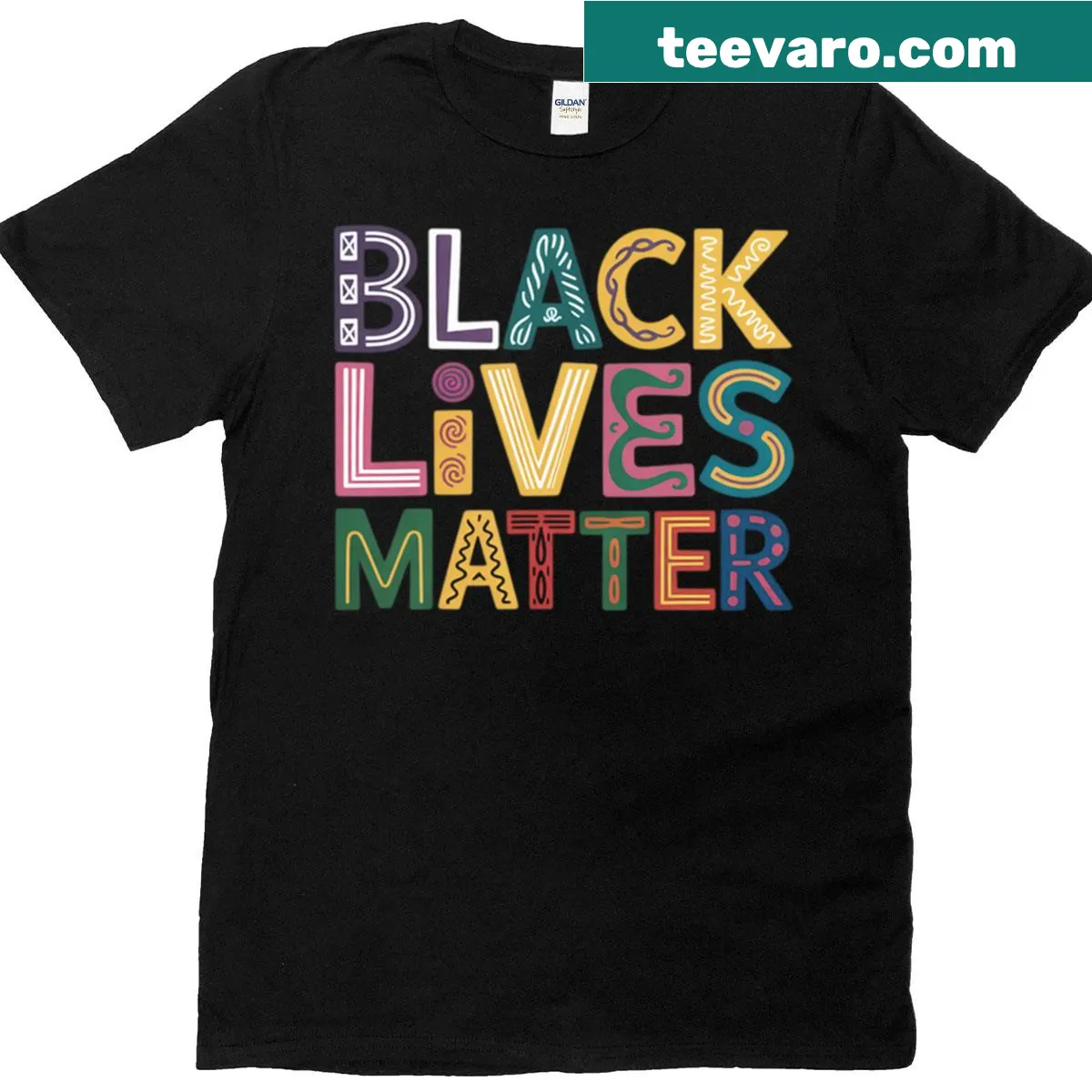 T-shirt with Black Lives Matter message and diversity graphic. — on a men's t-shirt