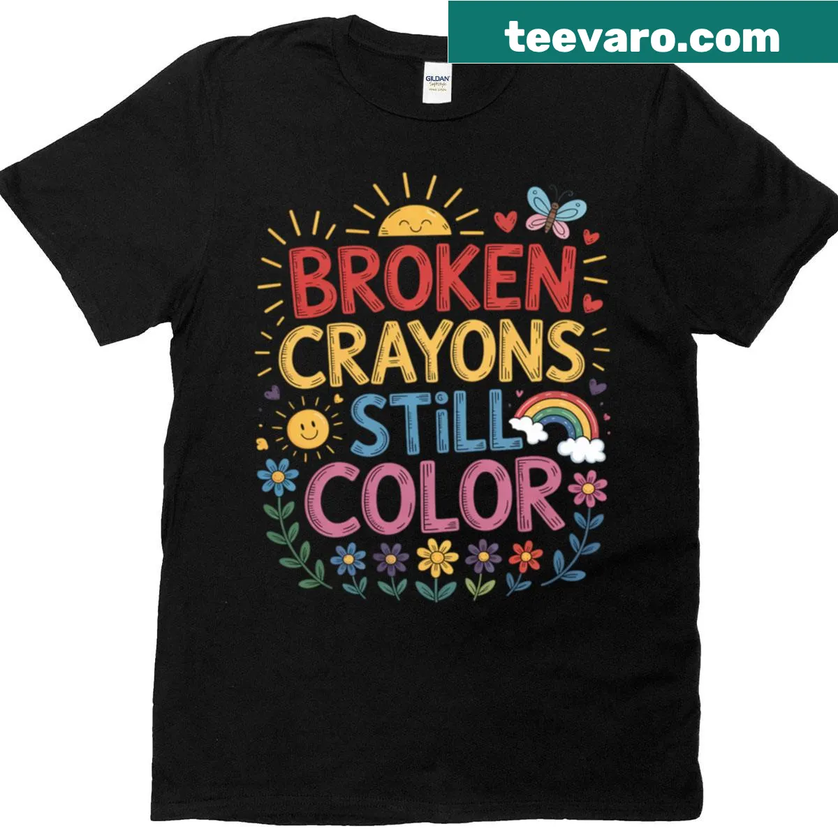 Text graphic promoting mental health awareness on a T-shirt — on a men's t-shirt