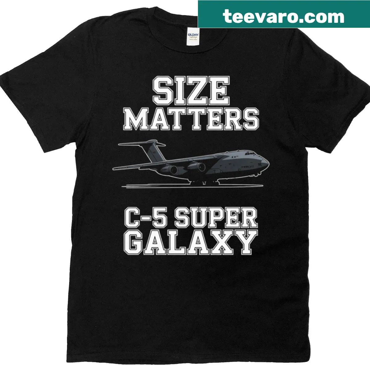 Illustration of C-5 Super Galaxy military airplane on T-shirt — on a men's t-shirt