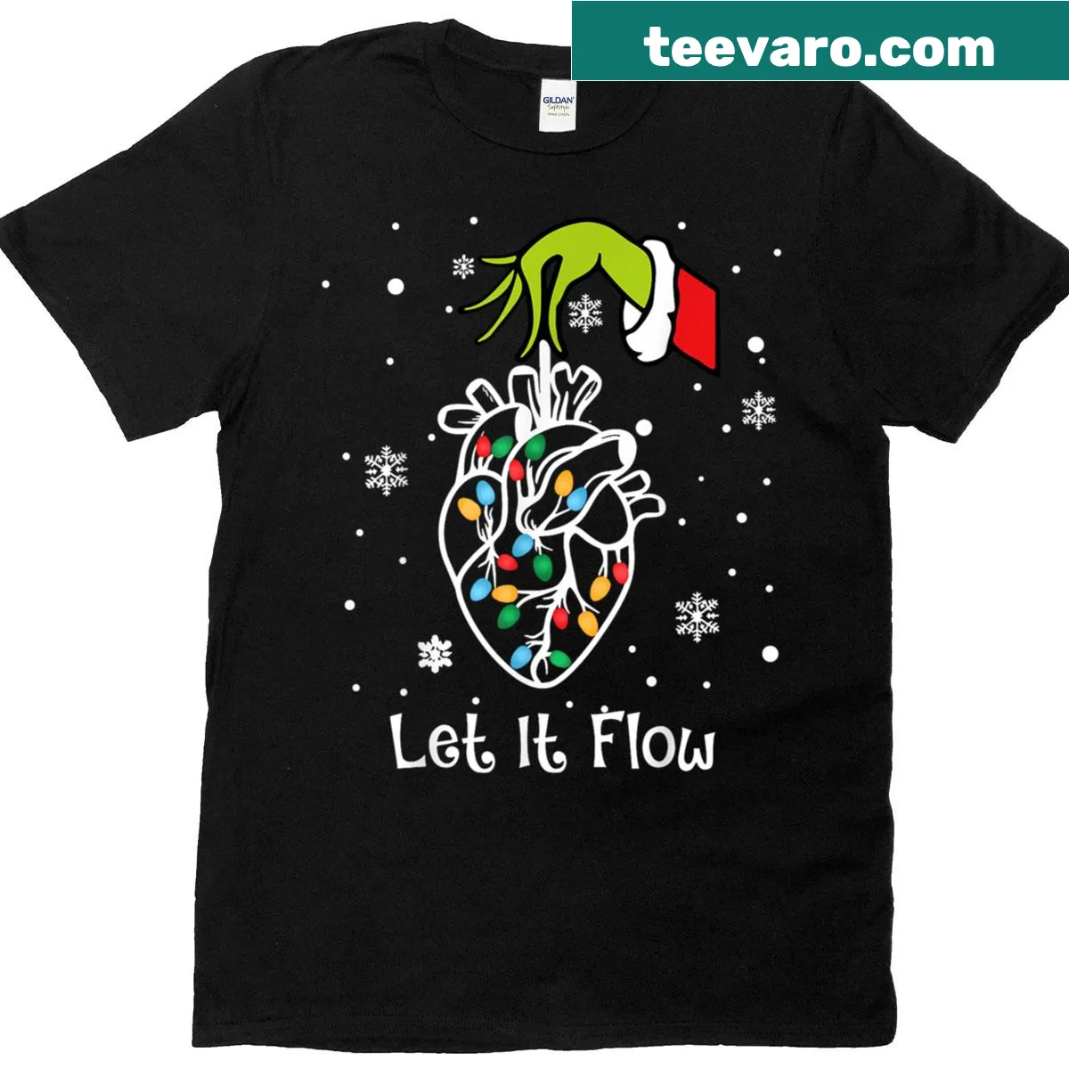 Heart anatomy with Christmas lights design for nurses — on a men's t-shirt