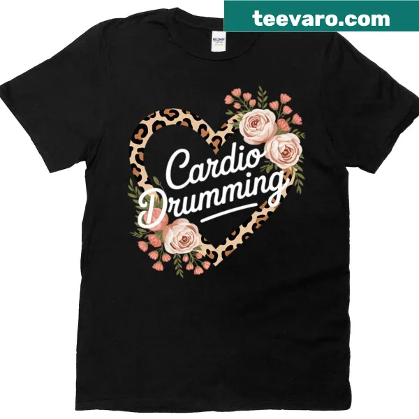 Floral heart cardio drumming design on T-shirt for women