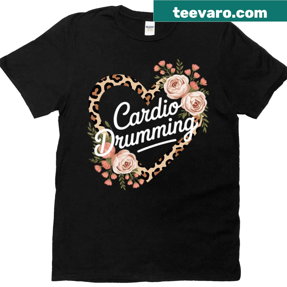 Floral heart cardio drumming design on T-shirt for women — on a men's t-shirt