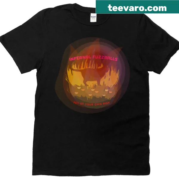 Cartoon cat engulfed in flames graphic T-shirt