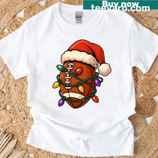 Funny Christmas Football Player T-shirt with holiday gear