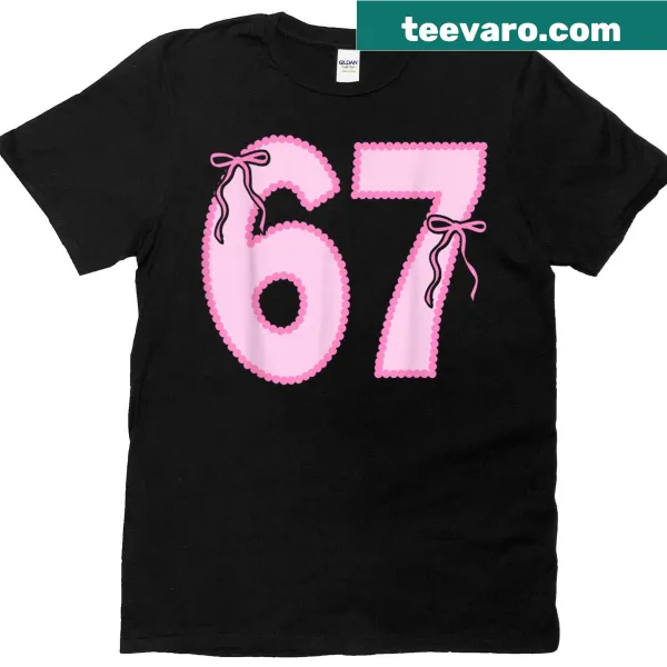 Whimsical coquette bow and text on a fun meme t-shirt for women.