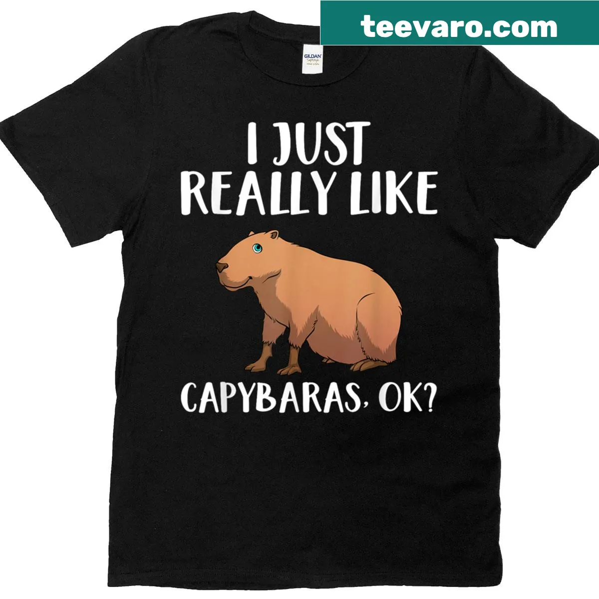 Cute capybara illustration on a t-shirt for animal lovers — on a men's t-shirt