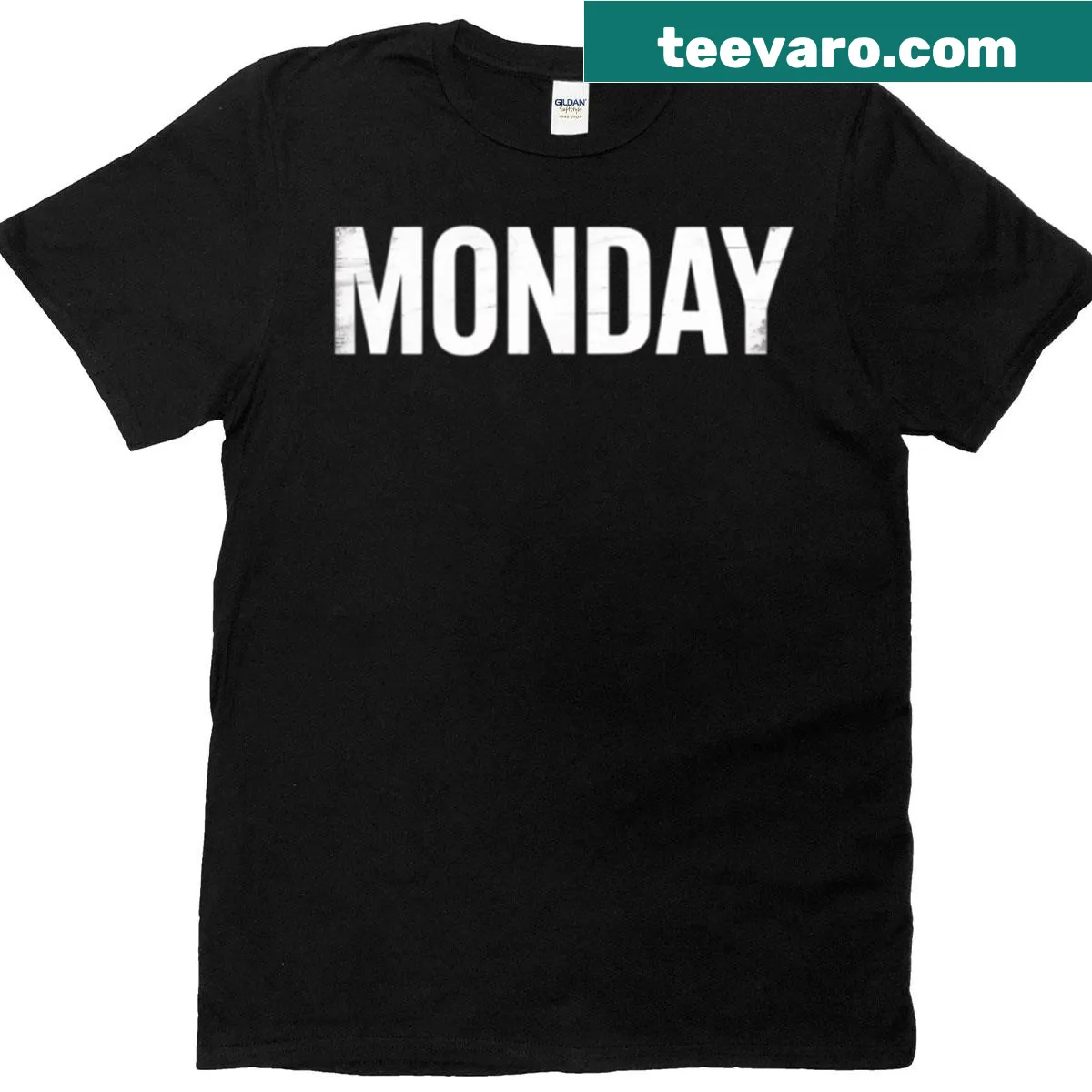 Vintage distressed t-shirt with Monday graphic — on a men's t-shirt
