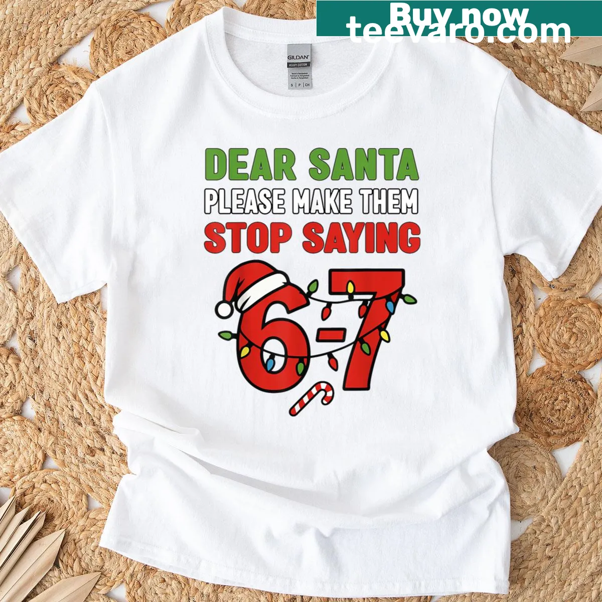 Humorous 'Dear Santa 67' Christmas T-shirt — on a men's t-shirt