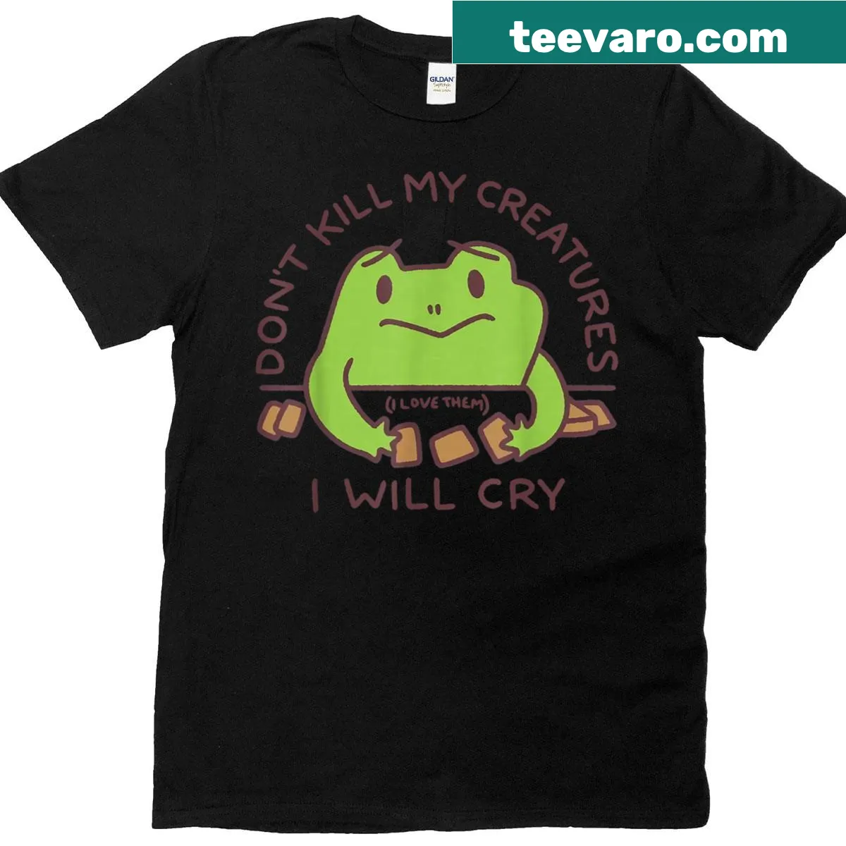 Funny gamer t-shirt with frog design and humorous text — on a men's t-shirt