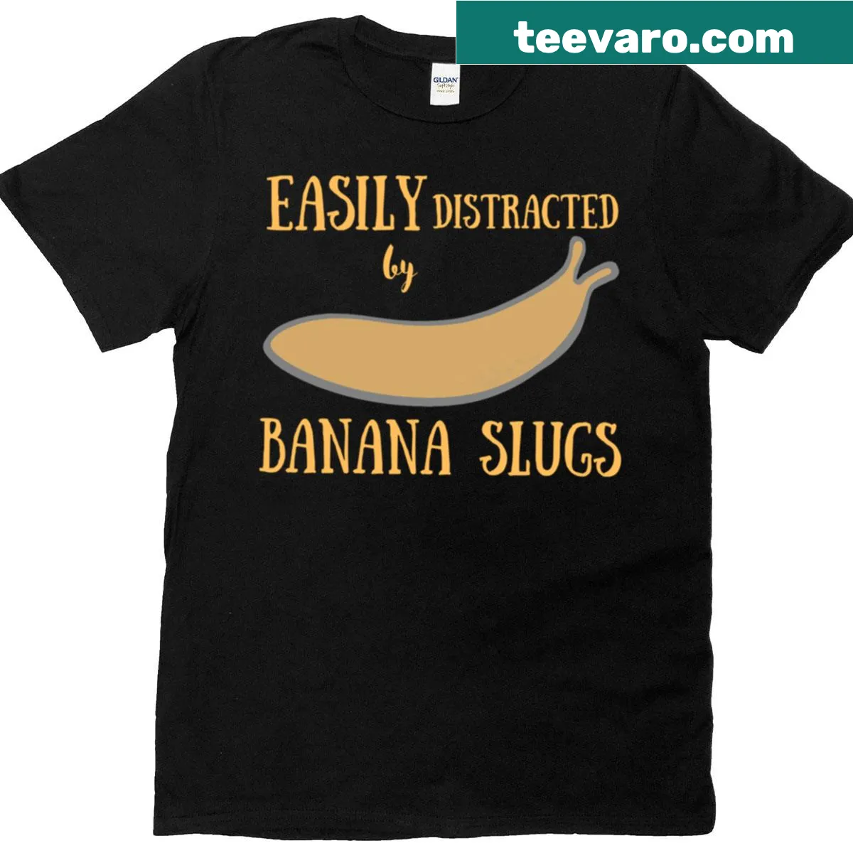 Illustration of banana slugs on a humorous PNW t-shirt — on a men's t-shirt