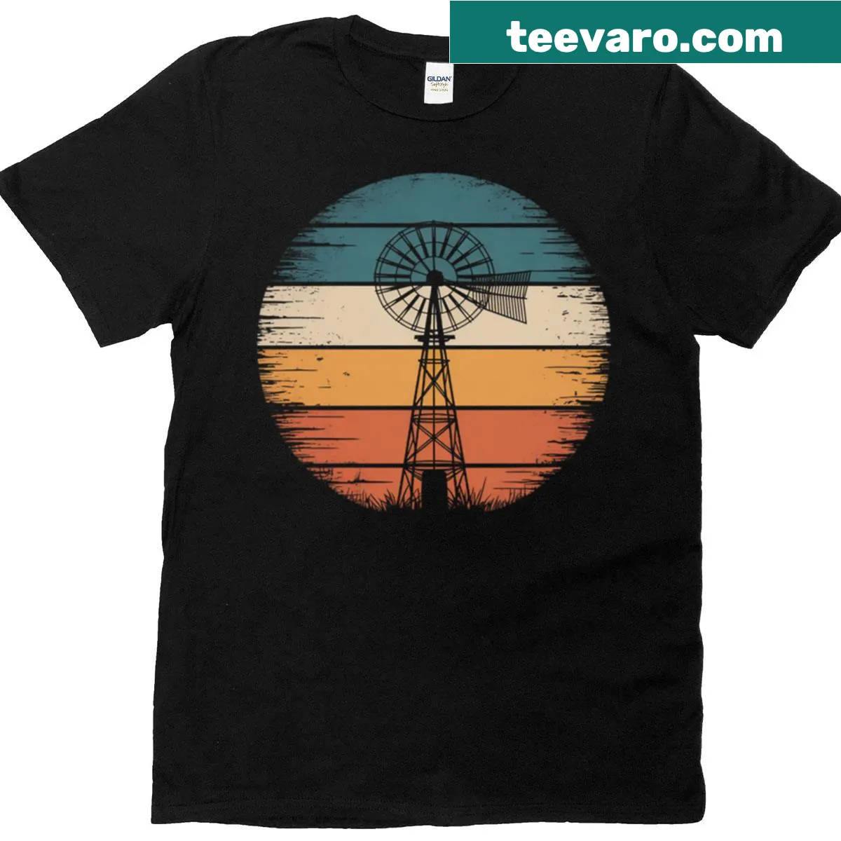 Charming windmill graphic t-shirt for farmers and farm lovers — on a men's t-shirt