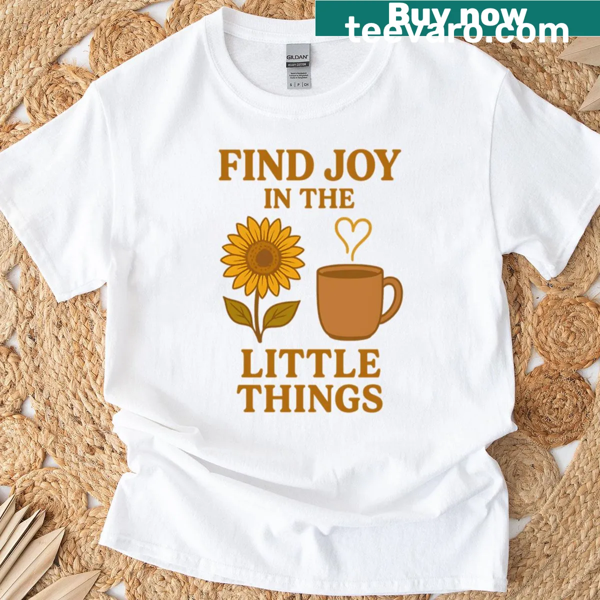 Positive quote T-shirt featuring a hand-drawn sunflower design — on a men's t-shirt