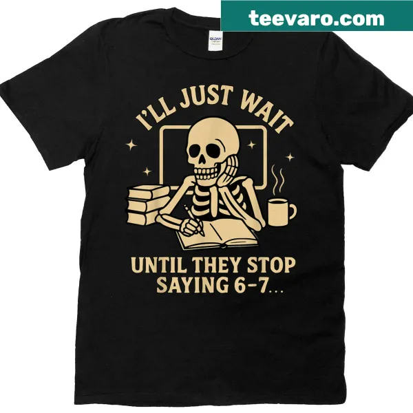 Funny teacher-themed T-shirt with skeleton graphic and text