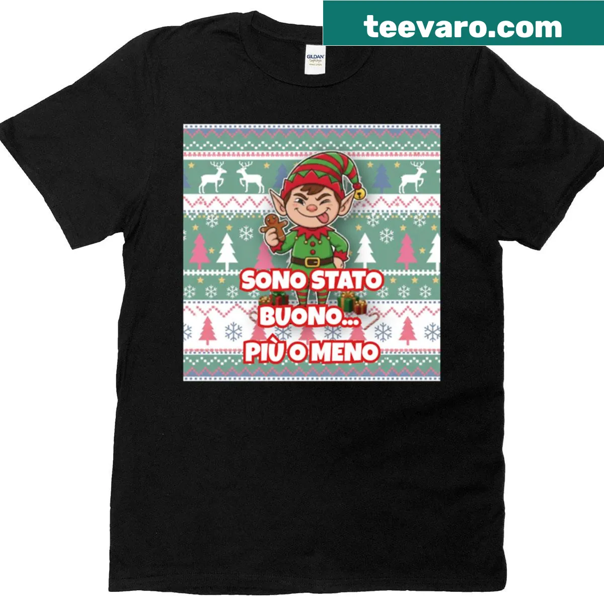 T-shirt with the funny phrase 'I Was Good More Or Less' in festive typography — on a men's t-shirt